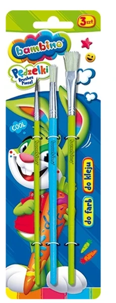 Pędzele do farb i kleju BAMBINO a'3szt