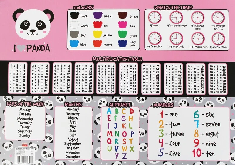 Podkład laminowany edukacyjny Panda 42 x 29,5 cm
