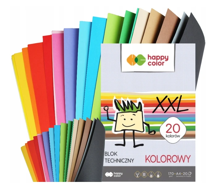 Blok techniczny A4 kolorowy Happy Color 20k 170g