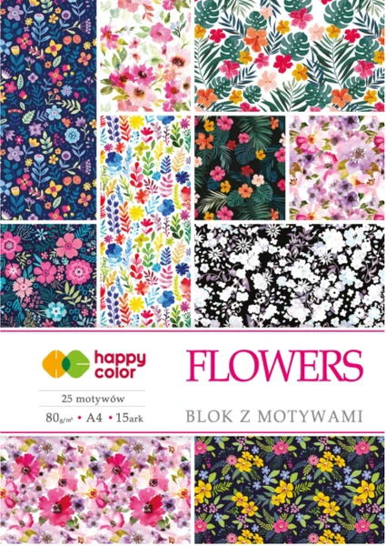 Blok z motywem Flowers Happy Color A4/16 80g