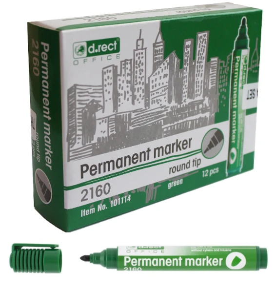 Marker D.Rect 2160 okr. permanentny Zielony 12 sztuk