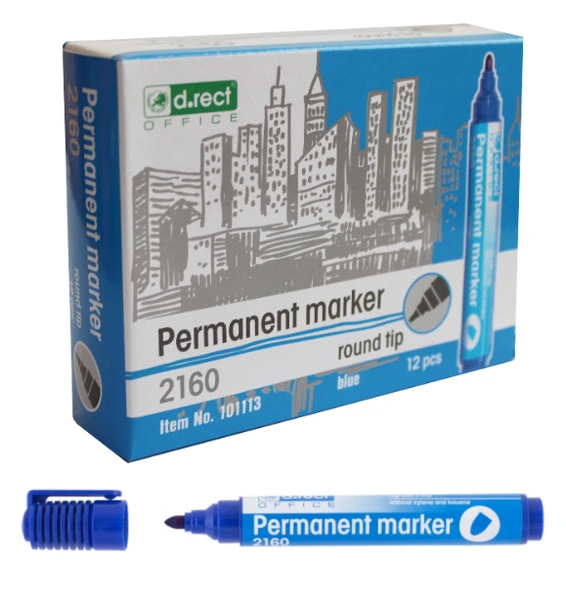 Marker D.Rect 2160 okr. permanentny Niebieski 12 sztuk