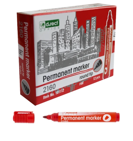 Marker D.Rect 2160 okr. permanentny Czerwony 12 sztuk