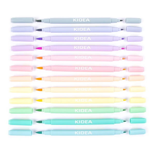 Flamastry 2w1 pastelowe B brush 12 kolorów Kidea