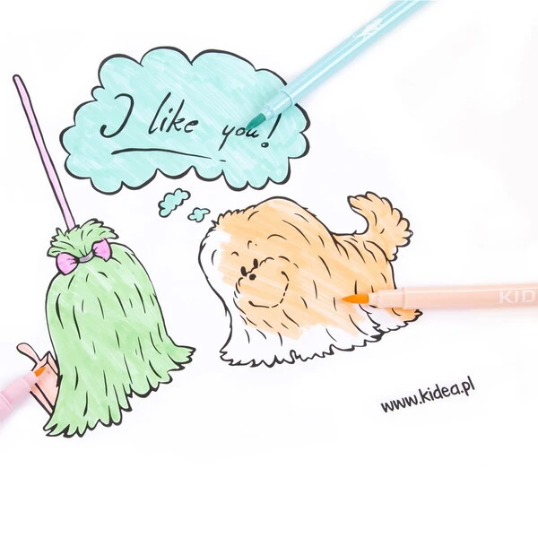 Flamastry 2w1 pastelowe B brush 12 kolorów Kidea