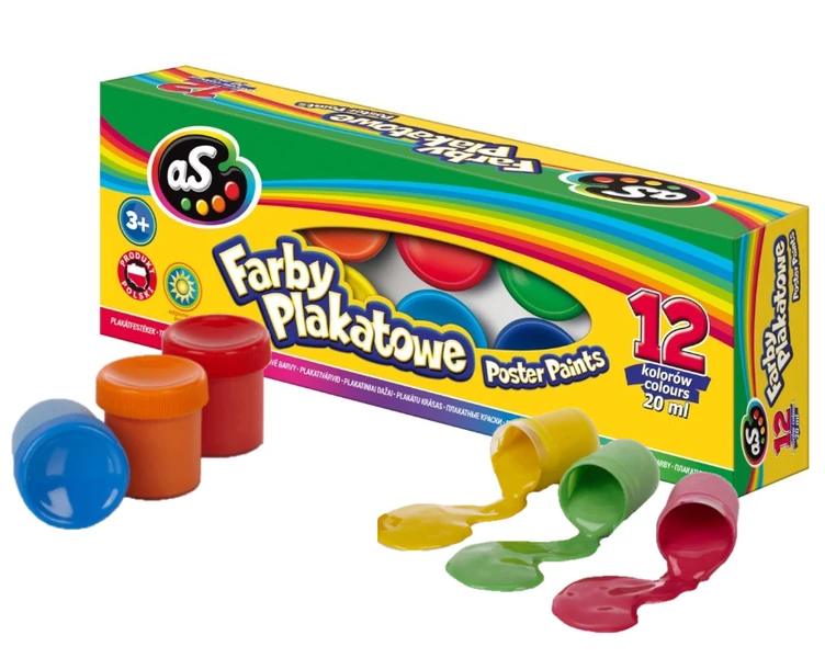 Farby plakatowe AS 12 kolorów 20 ml