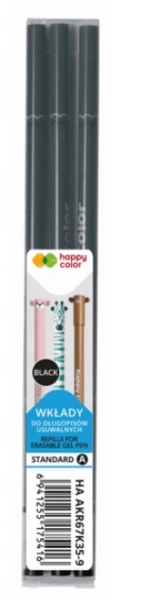 Wkład wymazywalny 3 sztuki Happy Color 0,5mm CZARNY A