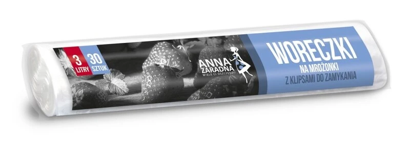 Woreczki na mrożonki 3L 30szt z klipsami Anna Zaradna