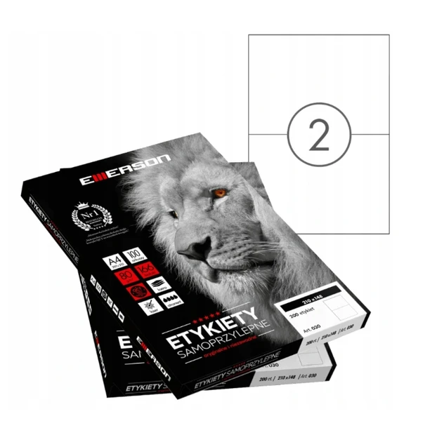 Etykiety samoprzylepne A4 Emerson 210x148mm (podział 2szt) 100 ark