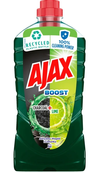 Płyn do podłóg AJAX 1L BOOST Uniwersalny Aktywny węgiel i limonka