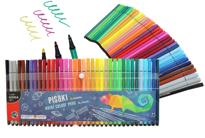 Flamastry pisaki w etui 36 kolorów Kidea