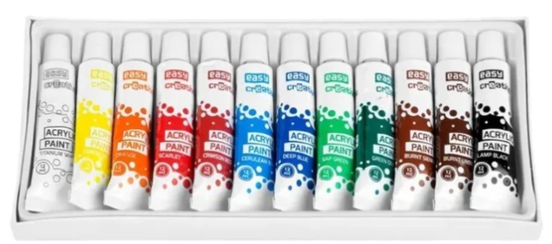 Farby akrylowe w tubkach Easy Creative 12ml 12 kol
