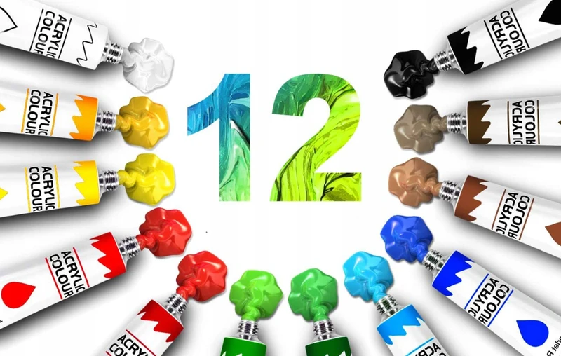 Farby akrylowe w tubkach Easy Creative 12ml 12 kol