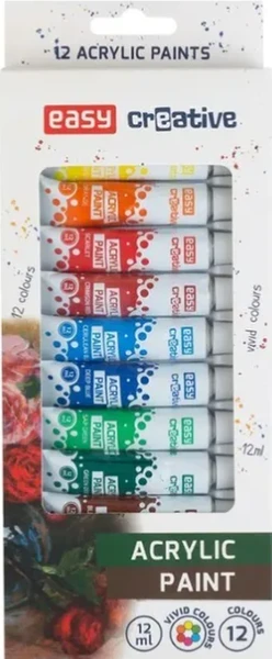Farby akrylowe w tubkach Easy Creative 12ml 12 kol