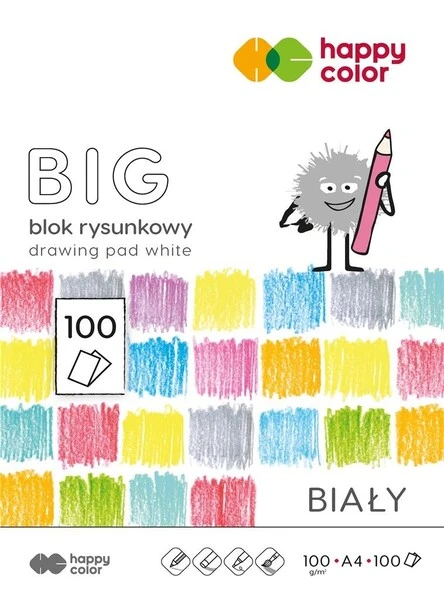 Blok rysunkowy biały A4 100k 100g BIG Happy Color