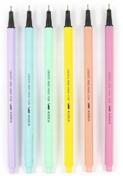 Cienkopisy PASTELOWE 6 kolorów KIDEA