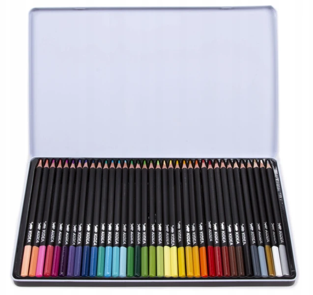 Kredki trójkątne w metalowym opakowaniu 36 k KIDEA