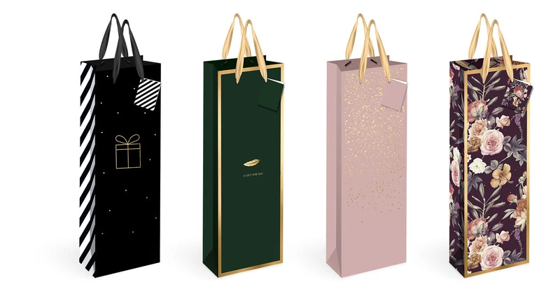 Torebka prezentowa na butelkę Gold 13x36cm 210g 1szt.