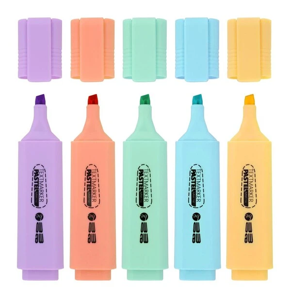 Zakreślacze Memobe pastelowe 5 kolorów etui