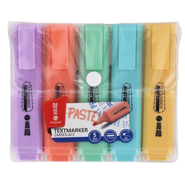 Zakreślacze Memobe pastelowe 5 kolorów etui
