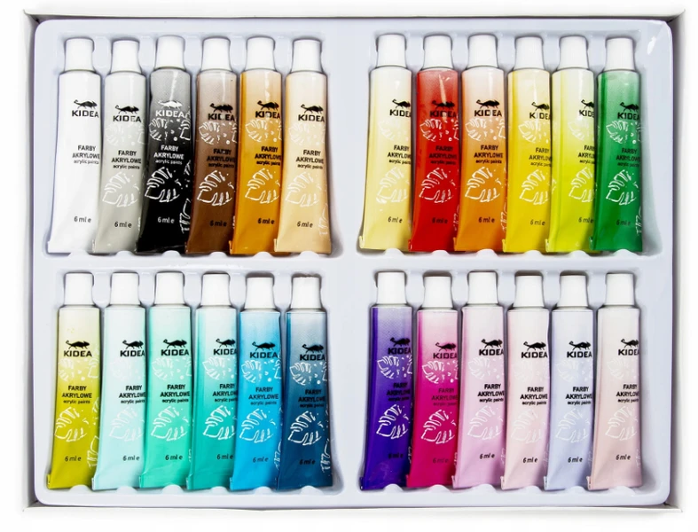 Farby akrylowe w tubkach 24 kol x 6 ml Kidea