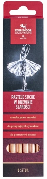Zestaw pastele suche w drewnie 8820 Szarości 6szt KIN