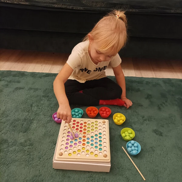 Drewniana układanka mozaika koraliki kulki Puzzle