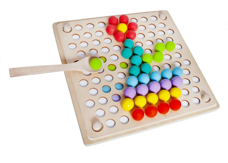 Drewniana układanka mozaika koraliki kulki Puzzle