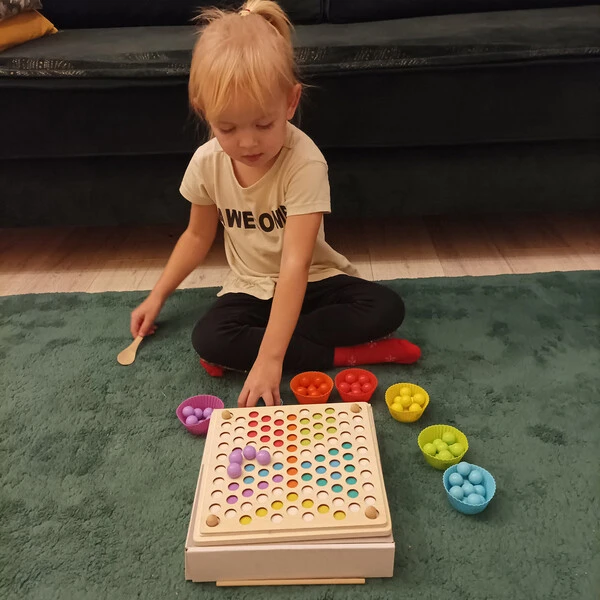 Drewniana układanka mozaika koraliki kulki Puzzle