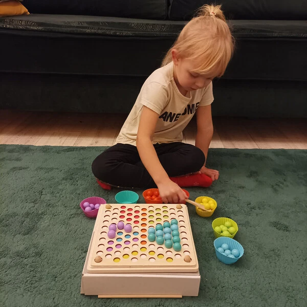 Drewniana układanka mozaika koraliki kulki Puzzle