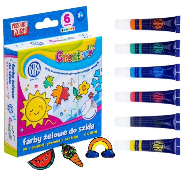 Farby do szkła 6 kol 15ml Creativo Astra