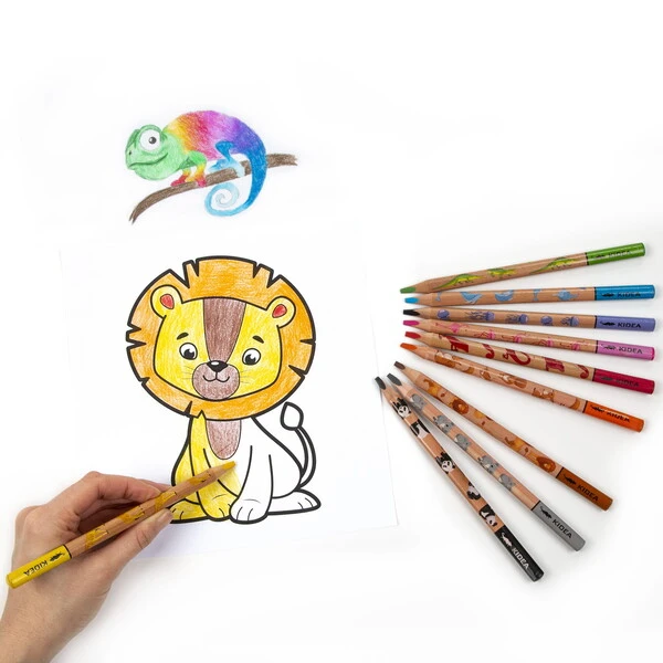 Kredki trójkątne JUMBO 10 kol. Safari Kidea