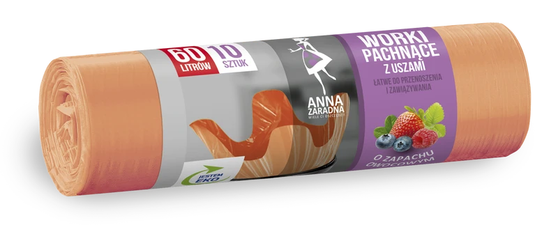 Worki na śmieci z uszami zapach OWOCOWY 60L 10 szt Anna Zaradna