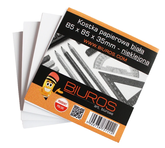 Karteczki białe nieklejone 85x85x35 BIUROS