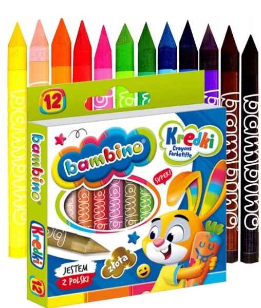 Kredki świecowe BAMBINO 12 kol. glinka kaolinowa