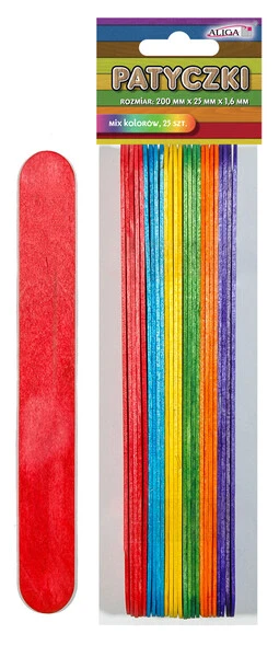 Patyczki z naturalnego drewna JUMBO kolorowe 25