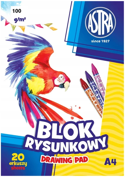 Blok rysunkowy A4 biały Astra 20k
