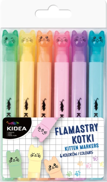 Flamastry Kotki 6 kolorów Kidea