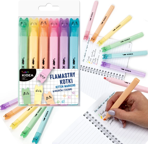 Flamastry Kotki 6 kolorów Kidea