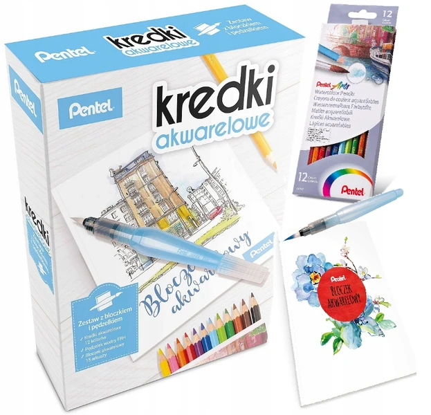 Zestaw Pentel CB9 12 Kredki akwarele+ bloczek akwarelowy
