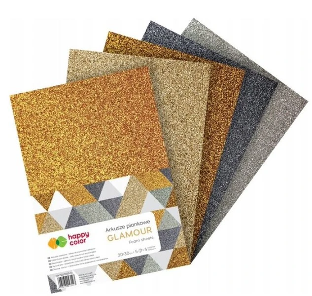 Arkusze piankowe A4 5 arkuszy Brokat GLAMOUR