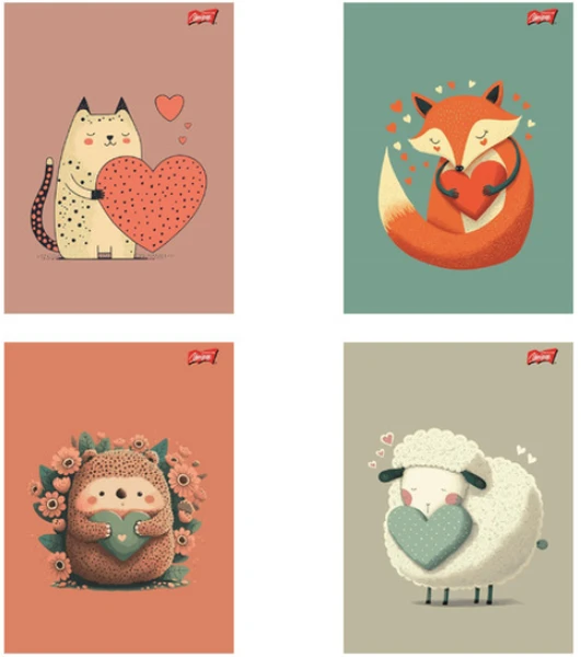 Zeszyt A5 32k linia dwukolorowa Heart z lakierem Unipap