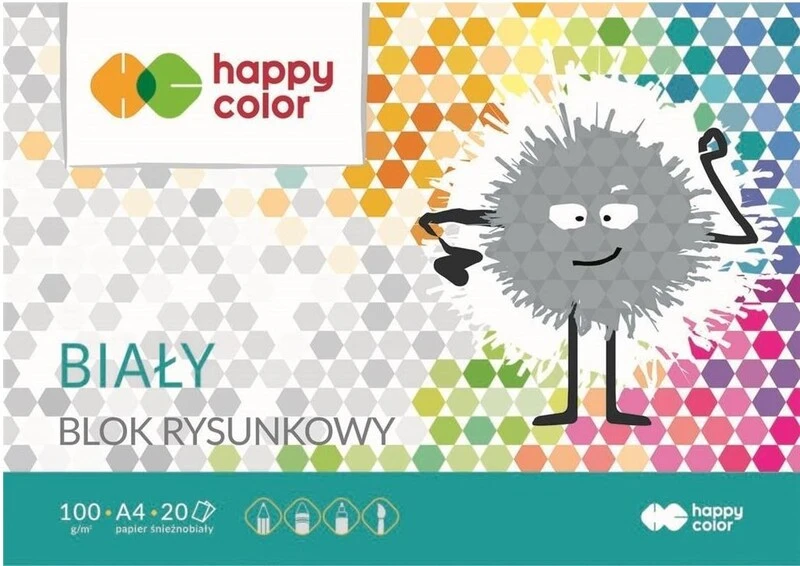 Blok rysunkowy A4 biały Happy Color 20k 100g PREMIUM
