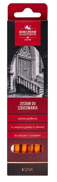 Zestaw ołówków do szkicowania 5 szt + gumka 150001
