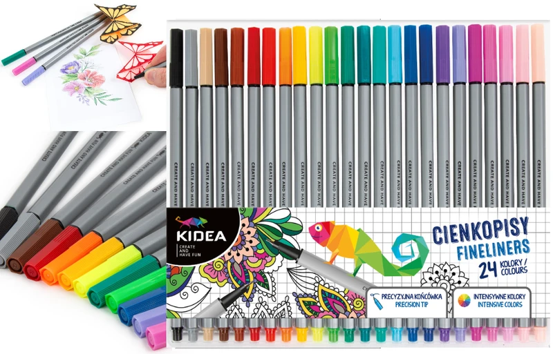 Cienkopisy flamastry 24 kolory Kidea