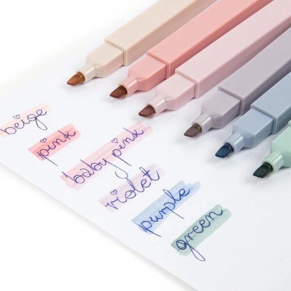 Zakreślacze kremowe geometryczne 6 szt. Kidea