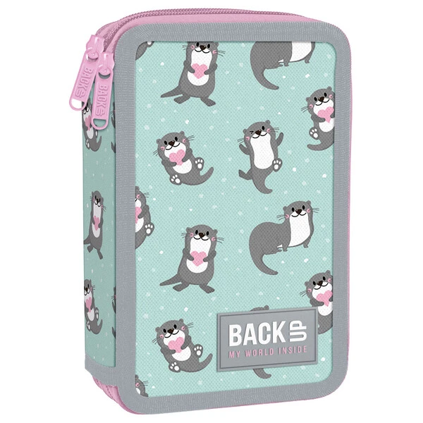 Piórnik z wyp. dwukomorowy BackUp DW 12 Zakochane Wydry