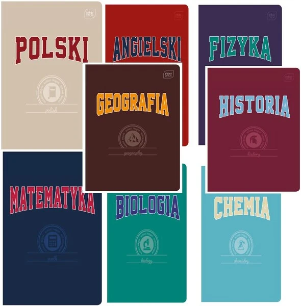 Zeszyty tematyczne ze ściągą A5 60 kartek Interdruk komplet 8szt klasa 7-8
