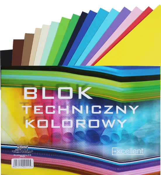 Blok techniczny A4 kolorowy 180g 20 kartek Excellent 902215