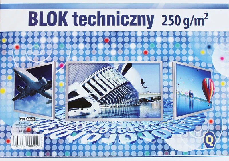 Blok techniczny A4 10k 250g biały premium Q 900259
